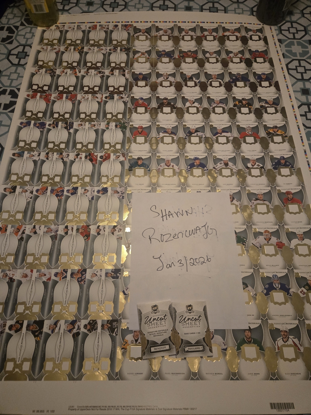 The Cup uncut sheet